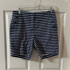 Women's Talbots Navy and White Striped Shorts With Buttons
